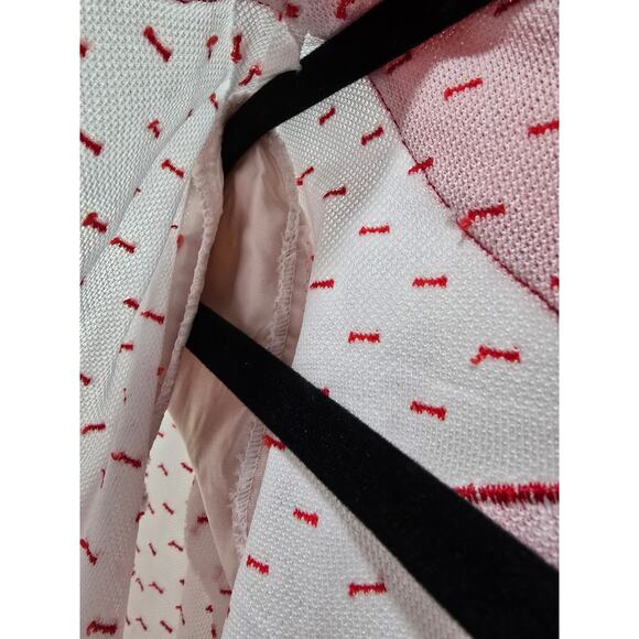 Red & White Prairie Midi Dress with Rose Appliqué – Size M/L (Handmade) - Picture 15 of 16